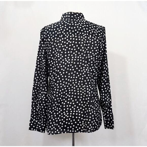 Coldwater Creek Blouse Black White Polka Dots Top Shirt Semi-Sheer Size 14 - Picture 4 of 7